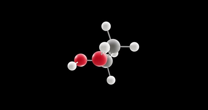 Ethylene glycol molecule, rotating 3D model of antifreeze, looped video on a black background