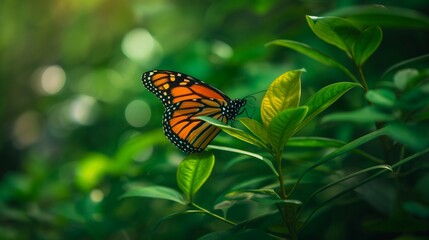 Obraz premium A butterfly is a flying flower, a symbol of transformation and beauty, gracing the world with its delicate, ephemeral presence