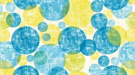  A blue and yellow circular pattern on a white background The bottom halves of the circles feature a grungy blend of blue and yellow