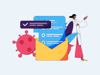 Medical characters fighting the epidemic flat vector concept operation hand drawn illustration
