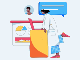 Medical characters fighting the epidemic flat vector concept operation hand drawn illustration
