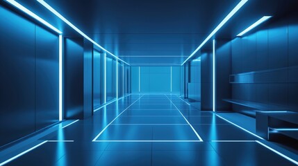 blue corridor in building
