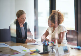 Woman, client and financial advisor in meeting for contract, discussion and consulting for...