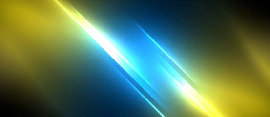 Naklejka premium Neon dynamic diagonal light rays background. Techno digital geometric concept design for wallpaper, banner, presentation, background