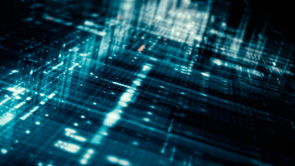 Futuristic screen display matrix, hi-tech digital data telemetry with encrypted numbers, display dynamic background for computer desktop screen display format