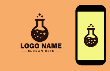 lab beaker icon Glass beaker Chemical flask Laboratory flask flat logo sign symbol editable vector