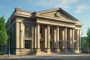 Obraz premium bank or government building by generative ai