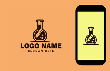 lab beaker icon Glass beaker Chemical flask Laboratory flask flat logo sign symbol editable vector