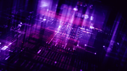 Fototapeta premium Futuristic screen display matrix, hi-tech digital data telemetry with encrypted numbers, display dynamic background for computer desktop screen display format