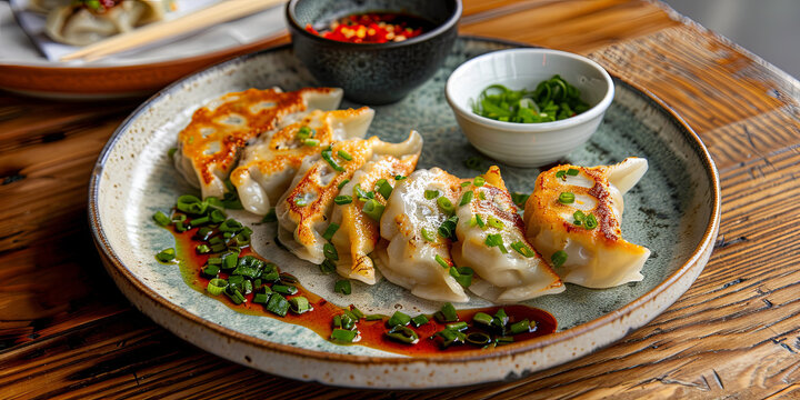gyoza on a plate, generative AI