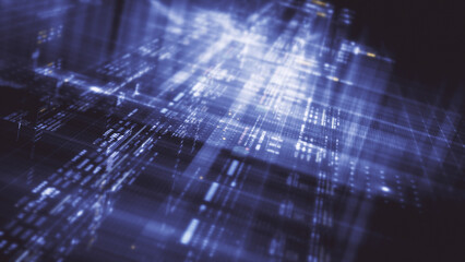 Futuristic screen display matrix, hi-tech digital data telemetry with encrypted numbers, display dynamic background for computer desktop screen display format