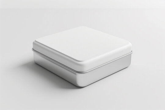 3D render of a metal box mockup can be used for multipurpose