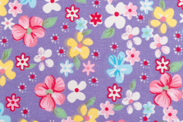 Colorful cotton fabric with flower pattern for background.