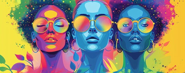 Fototapeta premium Magazine-style cover for Pride Month celebration, showcasing the beauty and strength of the LGBTQ+ community, with modern graphics and eye-catching layout