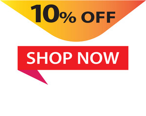 10 Percent Discount, 10% Off Shop Now. Up to 10% Discount Price tag for business promotion poster, banner, sticker, graphic design, icon, logo, sign, social media website coupon vector illustration.