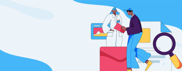 Medical characters fighting the epidemic flat vector concept operation hand drawn illustration
