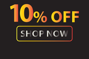 Obraz premium 10 Percent Discount, 10% Off Shop Now. Up to 10% Discount Price tag for business promotion poster, banner, sticker, graphic design, icon, logo, sign, social media website coupon vector illustration.