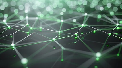 Obraz premium Modern tech background with bright green and white dots connected in an intricate plexus network