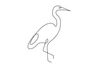 Heron in one continuous line drawing vector illustration