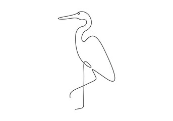 Obraz premium Heron in one continuous line drawing vector illustration