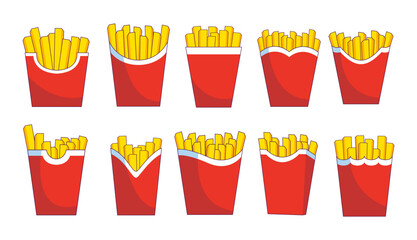French Fries Food Illustration Set