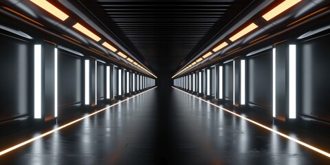 Fototapeta premium Futuristic Corridor with Neon Lights