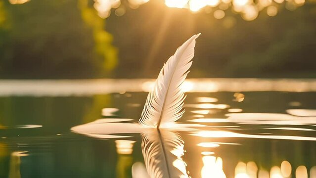 A feather on lake surface 