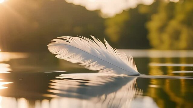 A feather on lake surface 