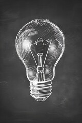Chalkboard Drawing of Light Bulb for Creativity and Innovation Concepts