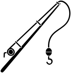 fish illustration equipment silhouette hook logo fishing icon fisherman outline catch sport hobby bait rod bouy line recreation river shape tackle lure water for vector graphic background