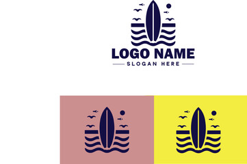 surfboard icon Surfing board Wave board Surf plank flat logo sign symbol editable vector