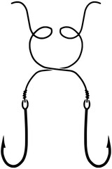 fish illustration equipment silhouette hook logo fishing icon fisherman outline catch sport hobby bait rod bouy line recreation river shape tackle lure water for vector graphic background