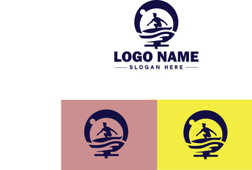 surfboard icon Surfing board Wave board Surf plank flat logo sign symbol editable vector