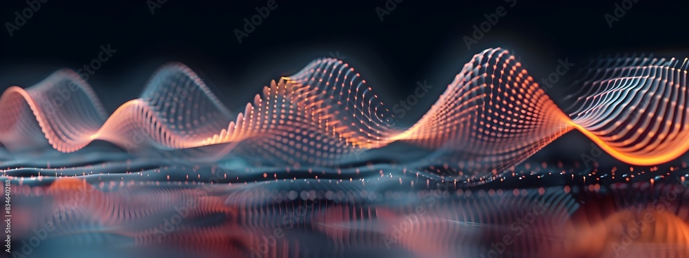 Poster mesmerizing sawtooth wave pattern a glowing digital of undulating fractal curves