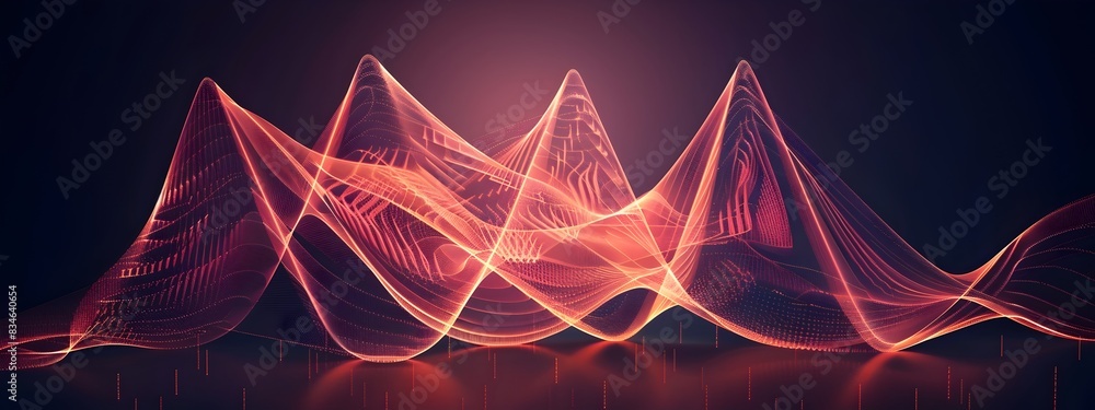 Poster vibrant digital triangle wave with fluid geometric patterns and bright colors