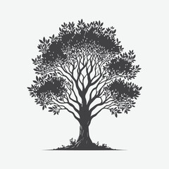 Naklejka premium Print Majestic Myrtle Tree Silhouette, A Timeless Symbol of Elegance and Serenity