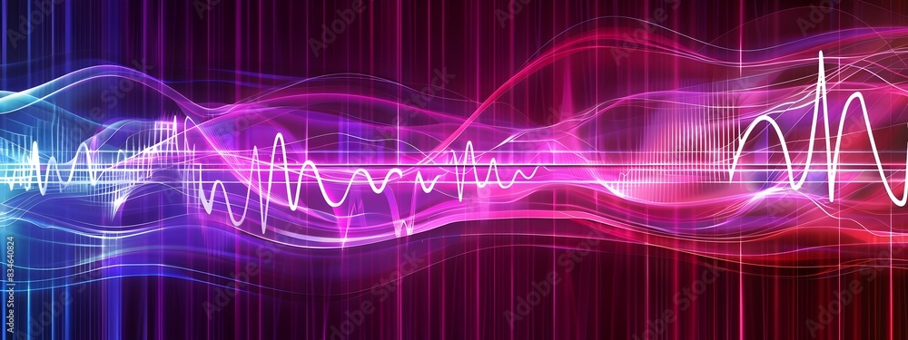 Poster colorful pulsating frequency wave dynamic abstract of oscillating energy pattern