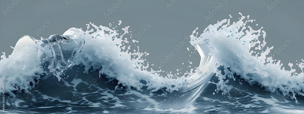 Poster destructive interference of colliding waves dynamic liquid collision and motion art