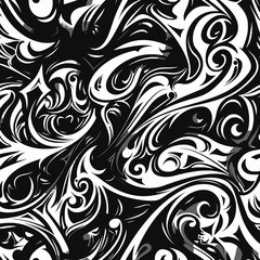 Fototapeta premium black and white abstract spiral seamless pattern