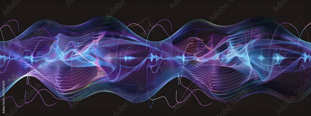 Poster captivating of fourier transform visualizing complex wave patterns and vibrant energetic signals