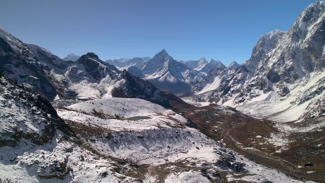 Aerial landscape of Chola pass view from Everest national park, Nepal, Asia