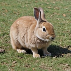 Fototapeta premium Animal adorable, conejo pequeño en el pasto verde