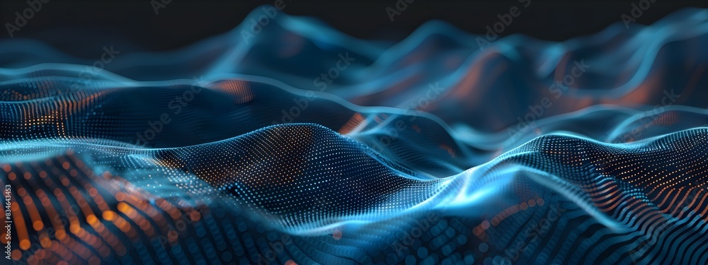 Poster mesmerizing blue fractal wave pattern of standing wave