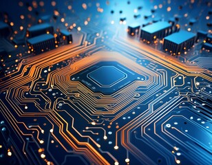 Circuit board. Electronic computer hardware technology. Motherboard digital chip. Tech science background. Integrated communication processor. Information engineering component.