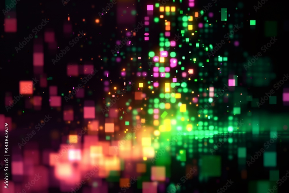 Poster abstract digital square particle background creating a digital and hi-tech atmosphere.