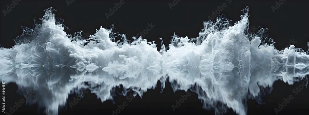 Poster mesmerizing wave of digital white noise visualizing abstract energy and fluid dynamics