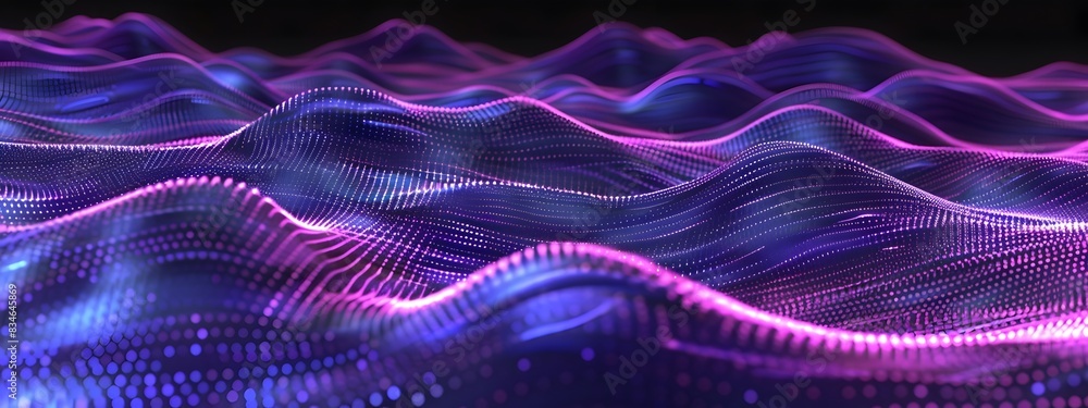 Poster ultraviolet frequency waves abstract 3d rendered visualization of fluid particle motion