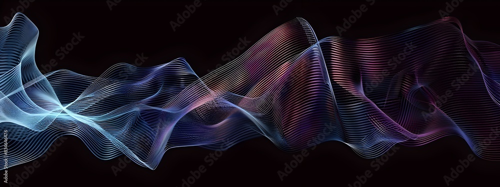 Poster mesmerizing low frequency sound wave abstract artwork with fluid movement and vibrant gradient