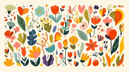 Vibrant Organic Shapes for Instagram Stories with Playful Illustrations of Leaves, Flowers, Suns, Moons, Stars, Clouds, Waves, and Geometric Patterns on White Background with Green Border