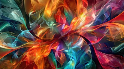 Abstract colorful fractal artwork generated by computer for creative design art home decoration and entertainment